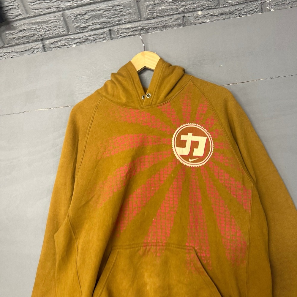 Nike Hoodie Japanese Sun Graphic Pullover Sweatshirt Men's XL Golden Brown